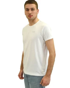 KEY UP - T-SHIRT GIROCOLLO ELASTCIZZATA BIANCA DA UOMO