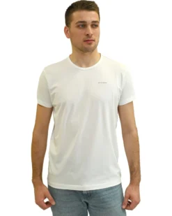 KEY UP - T-SHIRT GIROCOLLO ELASTCIZZATA BIANCA DA UOMO