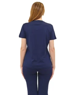 KEY UP - T-SHIRT MEZZA MANICA DONNA BLU CON STAMPA FRONTALE - 5S896/1265