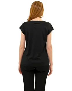 KEY UP - T-SHIRT MEZZA MANICA DONNA NERA GLAM -  5S894/0002