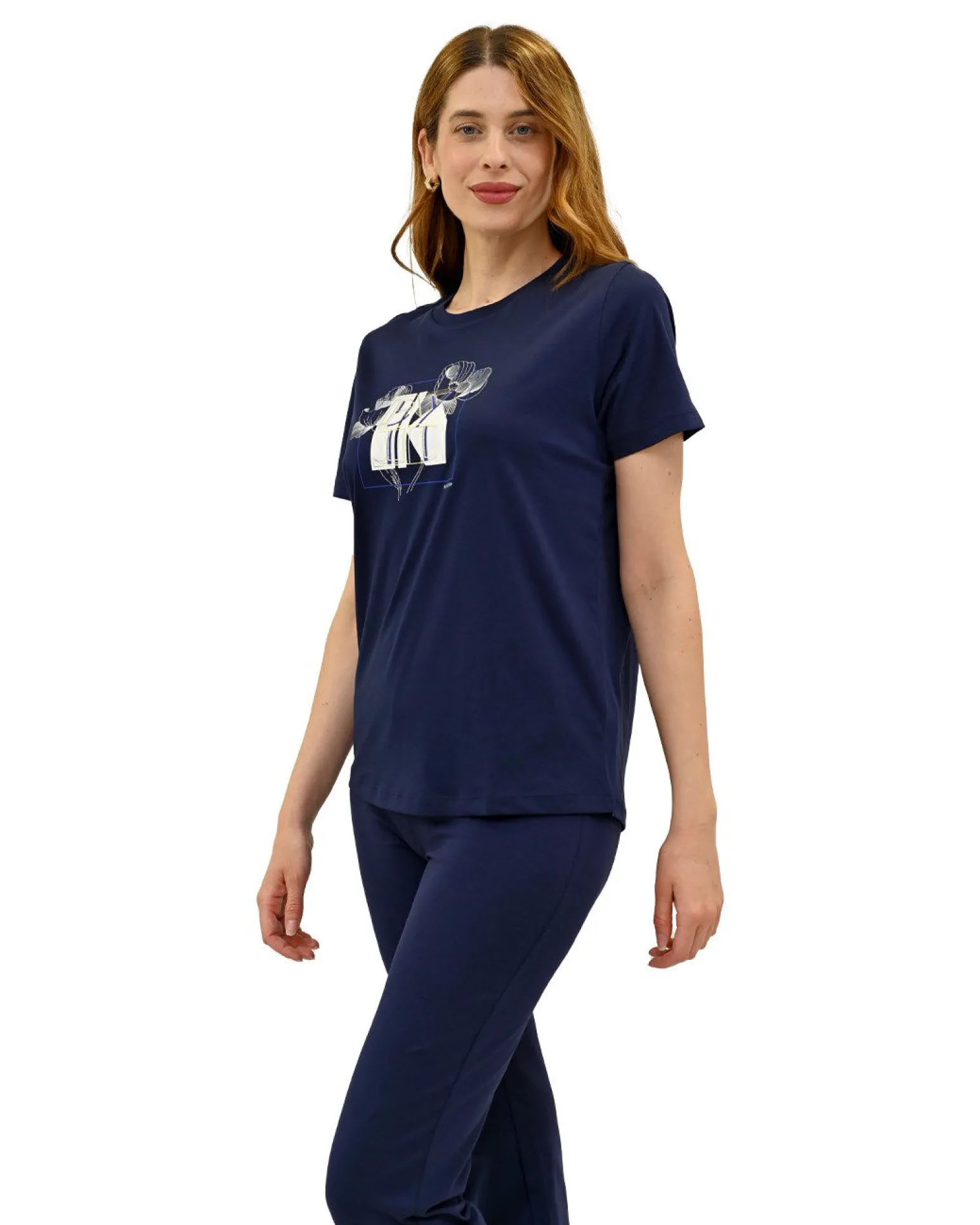 KEY UP - T-SHIRT MEZZA MANICA DONNA BLU - 5S882/1265