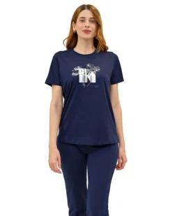 KEY UP - T-SHIRT MEZZA MANICA DONNA BLU  - 5S882/1265