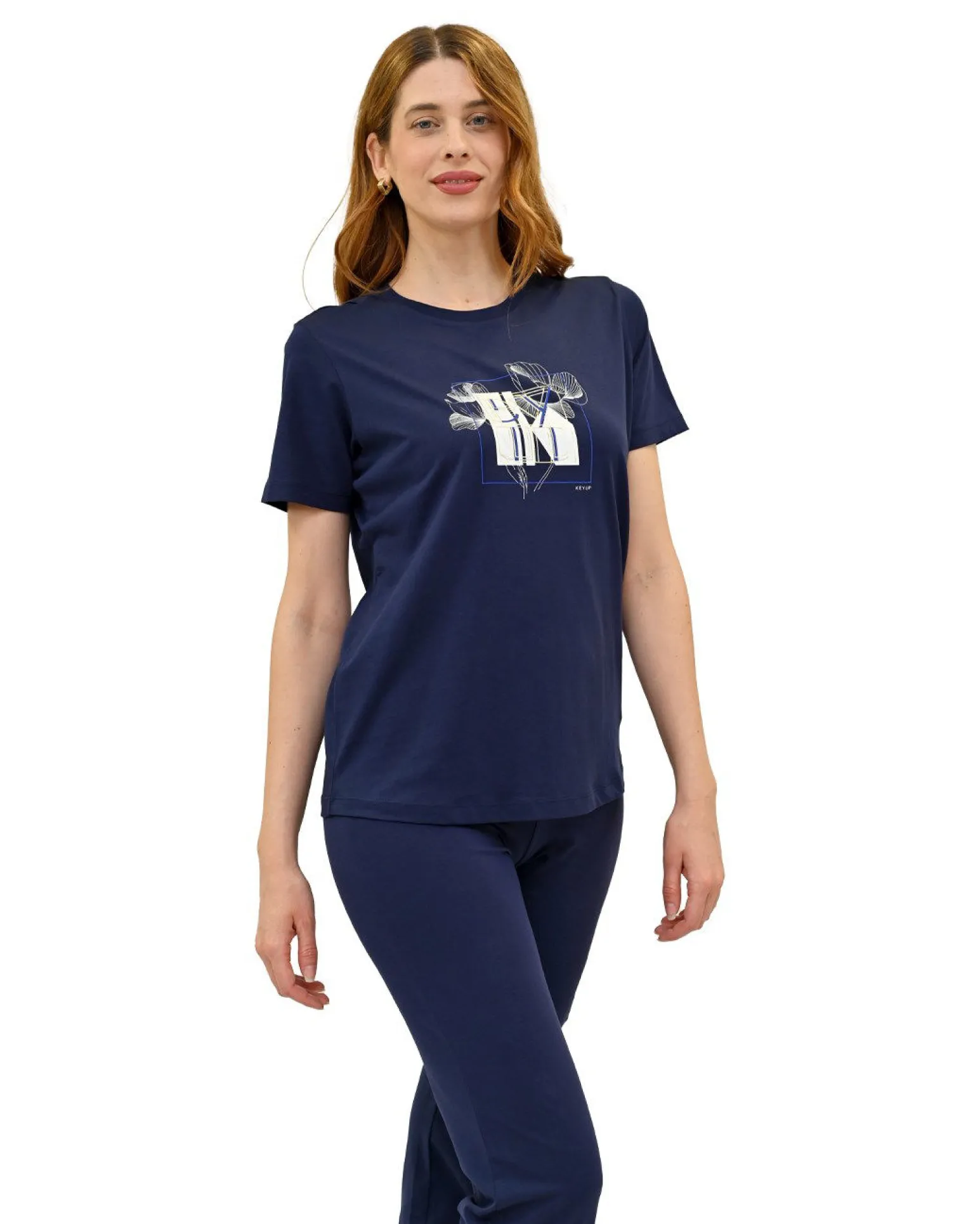 KEY UP - T-SHIRT MEZZA MANICA DONNA BLU - 5S882/1265