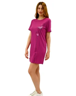 KEY UP - VESTITINO DONNA MEZZA MANICA FUXIA CON STAMPA FLOREALE-  5S889/5511