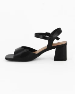LADY GLOBO - Sandalo nero con sottopiede in VERA PELLE, calzata comoda, tacco 5,5CM