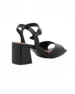 LADY GLOBO - Sandalo nero con sottopiede in VERA PELLE, calzata comoda, tacco 5,5CM
