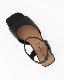 LADY GLOBO - Sandalo nero con sottopiede in VERA PELLE, calzata comoda, tacco 5,5CM