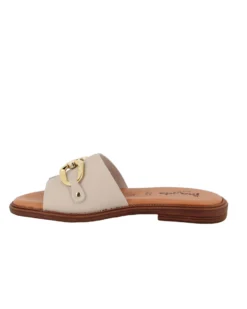 LA MOVIDA - Ciabatta beige con sottopiede in VERA PELLE e morsetto sulla fascia, MADE IN ITALY