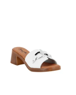 LA MOVIDA - Ciabatta bianco in VERA PELLE con morsetto, tacco 5CM - MADE IN ITALY