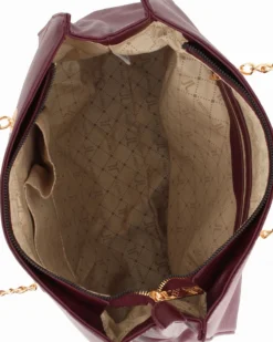 LANCETTI - Borsa a due manici bordeaux con dettaglio frontale scamosciato