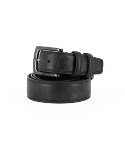 LANCETTI - Cintura nera da uomo in VERA PELLE