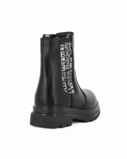 LAURA BIAGIOTTI - Beatles nero da bimba con zip laterale e scritte argento glitter