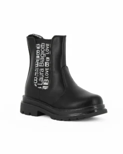 LAURA BIAGIOTTI - Beatles nero da bimba con zip laterale e scritte argento glitter
