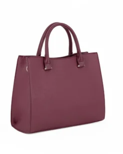 LAURA BIAGIOTTI - Borsa a due manici bordeaux con  tasca frontale con patta, tracolla removibile