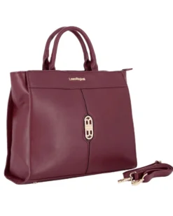 LAURA BIAGIOTTI - Borsa a due manici bordeaux con logo frontale, tracolla removibile