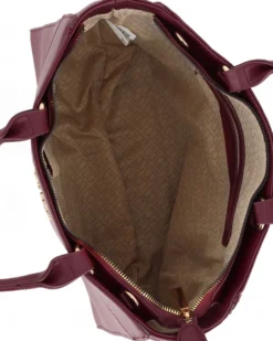 LAURA BIAGIOTTI - Borsa a due manici bordeaux con logo frontale, tracolla removibile