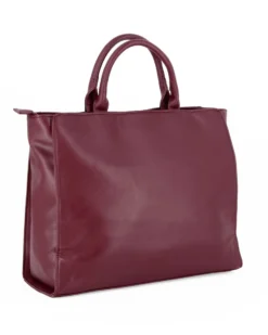 LAURA BIAGIOTTI - Borsa a due manici bordeaux con logo frontale, tracolla removibile