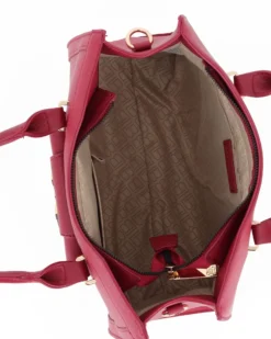 LAURA BIAGIOTTI - Borsa a due manici rubino con  tasca frontale con patta, tracolla removibile