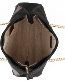 LAURA BIAGIOTTI - Borsa a due manici scamosciata nera con disegno frontale grigio