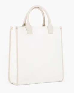 LAURA BIAGIOTTI - Borsa a mano bianca con dettaglio catenina sulla tasca frontale, tracolla removibile