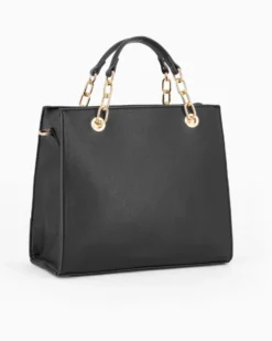 LAURA BIAGIOTTI - Borsa a mano nera con lavorazione frontale, tracolla removibile