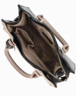 LAURA BIAGIOTTI - Borsa a mano nera con ciondolo metallico loggato, tracolla removibile