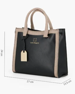 LAURA BIAGIOTTI - Borsa a mano nera con ciondolo metallico loggato, tracolla removibile