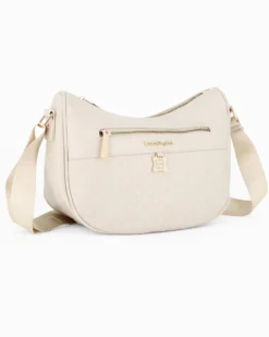 LAURA BIAGIOTTI - Borsa mezzaluna naturale con tasca frontale e posteriore