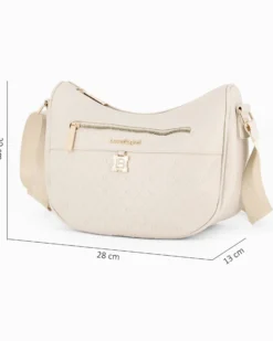 LAURA BIAGIOTTI - Borsa mezzaluna naturale con tasca frontale e posteriore