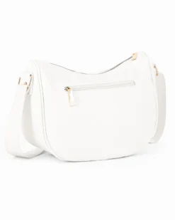 LAURA BIAGIOTTI - Borsa mezzaluna bianca con tasca posteriore
