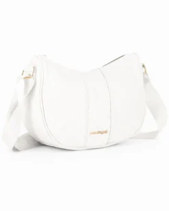LAURA BIAGIOTTI - Borsa mezzaluna bianca con tasca posteriore