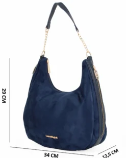 LAURA BIAGIOTTI - Borsa sacca blu scamosciata con tasche laterali