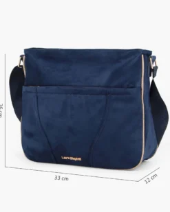 LAURA BIAGIOTTI - Borsa sacca blu scamosciata con tasca frontale e posteriore