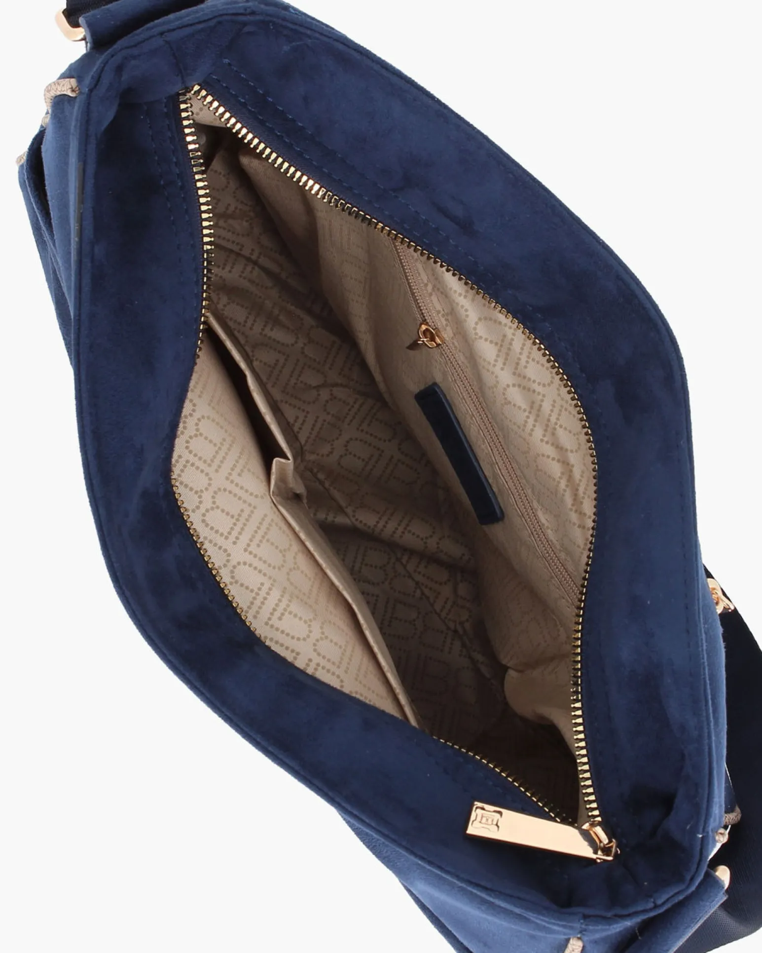 LAURA BIAGIOTTI - Borsa sacca blu scamosciata con tasca frontale e posteriore