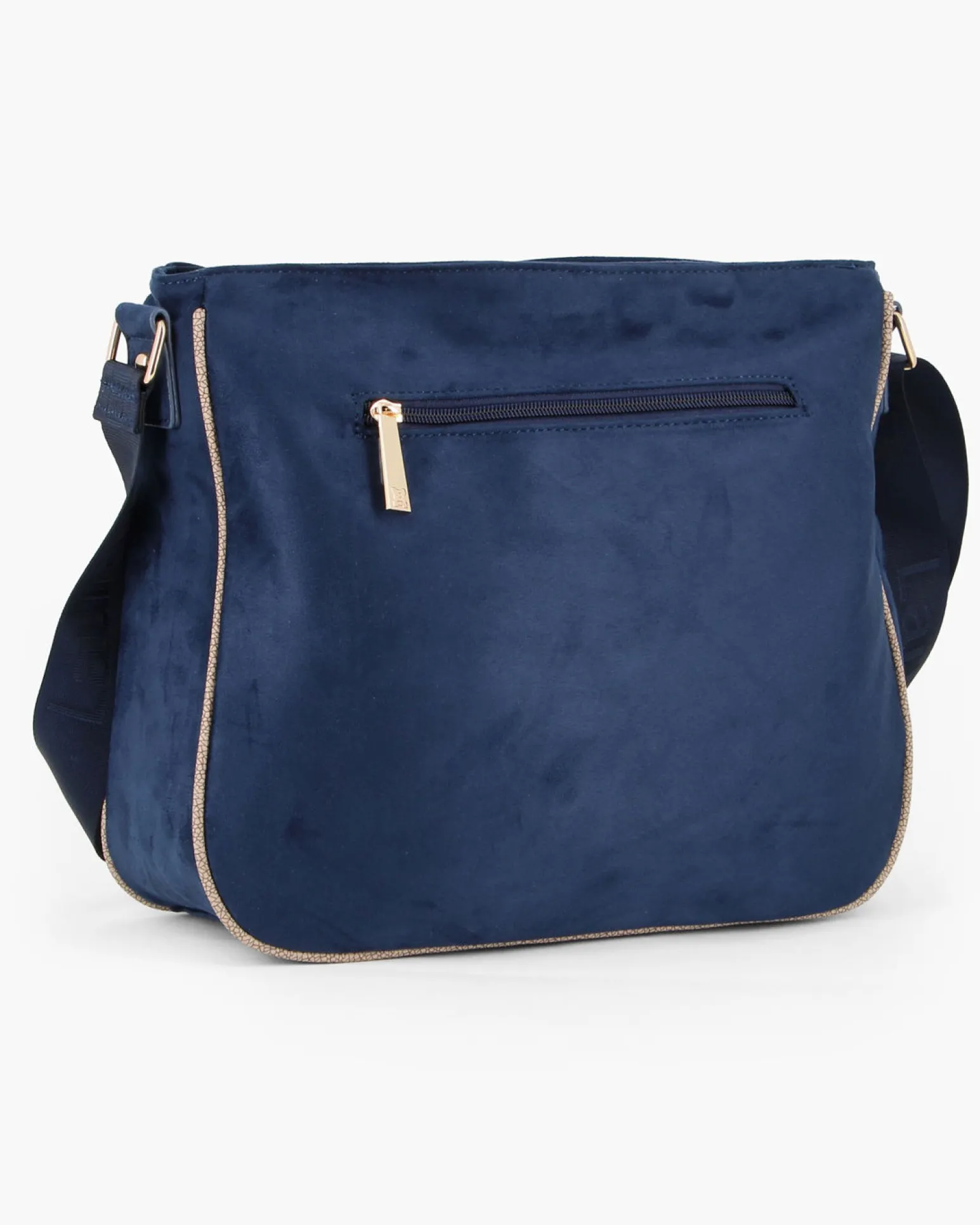 LAURA BIAGIOTTI - Borsa sacca blu scamosciata con tasca frontale e posteriore