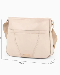 LAURA BIAGIOTTI - Borsa sacca naturale scamosciata con tasca frontale e posteriore