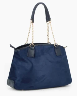 LAURA BIAGIOTTI - Borsa shopping blu scamosciata con due tasche frontali