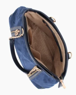 LAURA BIAGIOTTI - Borsa shopping blu scamosciata con due tasche frontali