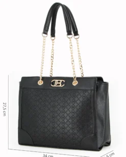 LAURA BIAGIOTTI - Borsa shopping nera con lavorazione frontale