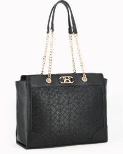 LAURA BIAGIOTTI - Borsa shopping nera con lavorazione frontale