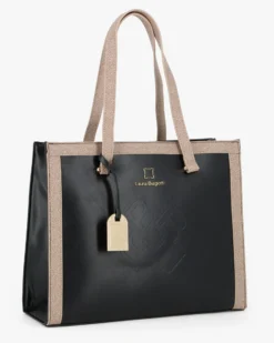 LAURA BIAGIOTTI - Borsa shopping nera con ciondolo metallico loggato removible
