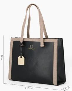 LAURA BIAGIOTTI - Borsa shopping nera con ciondolo metallico loggato removible