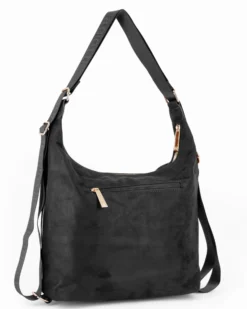 LAURA BIAGIOTTI - Borsa/Zaino scamosciata nera con tasca frontale e posteriore