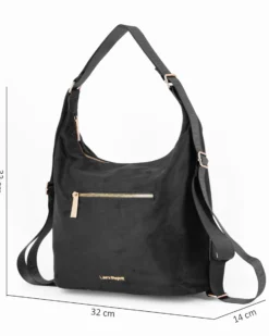 LAURA BIAGIOTTI - Borsa/Zaino scamosciata nera con tasca frontale e posteriore