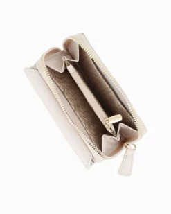LAURA BIAGIOTTI - Portafoglio beige in VERA PELLE da donna con patta e tasca portamonete