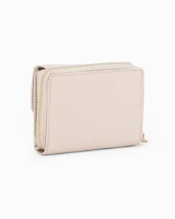 LAURA BIAGIOTTI - Portafoglio beige in VERA PELLE da donna con patta e tasca portamonete