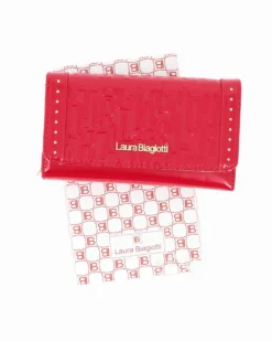LAURA BIAGIOTTI - Portafoglio rosso in vernice con patta loggata