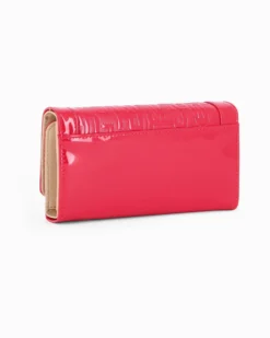LAURA BIAGIOTTI - Portafoglio rosso in vernice con patta loggata