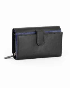 LAURA BIAGIOTTI - Portafoglio nero in VERA PELLE da donna con patta