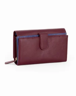 LAURA BIAGIOTTI - Portafoglio bordeaux in VERA PELLE da donna con patta